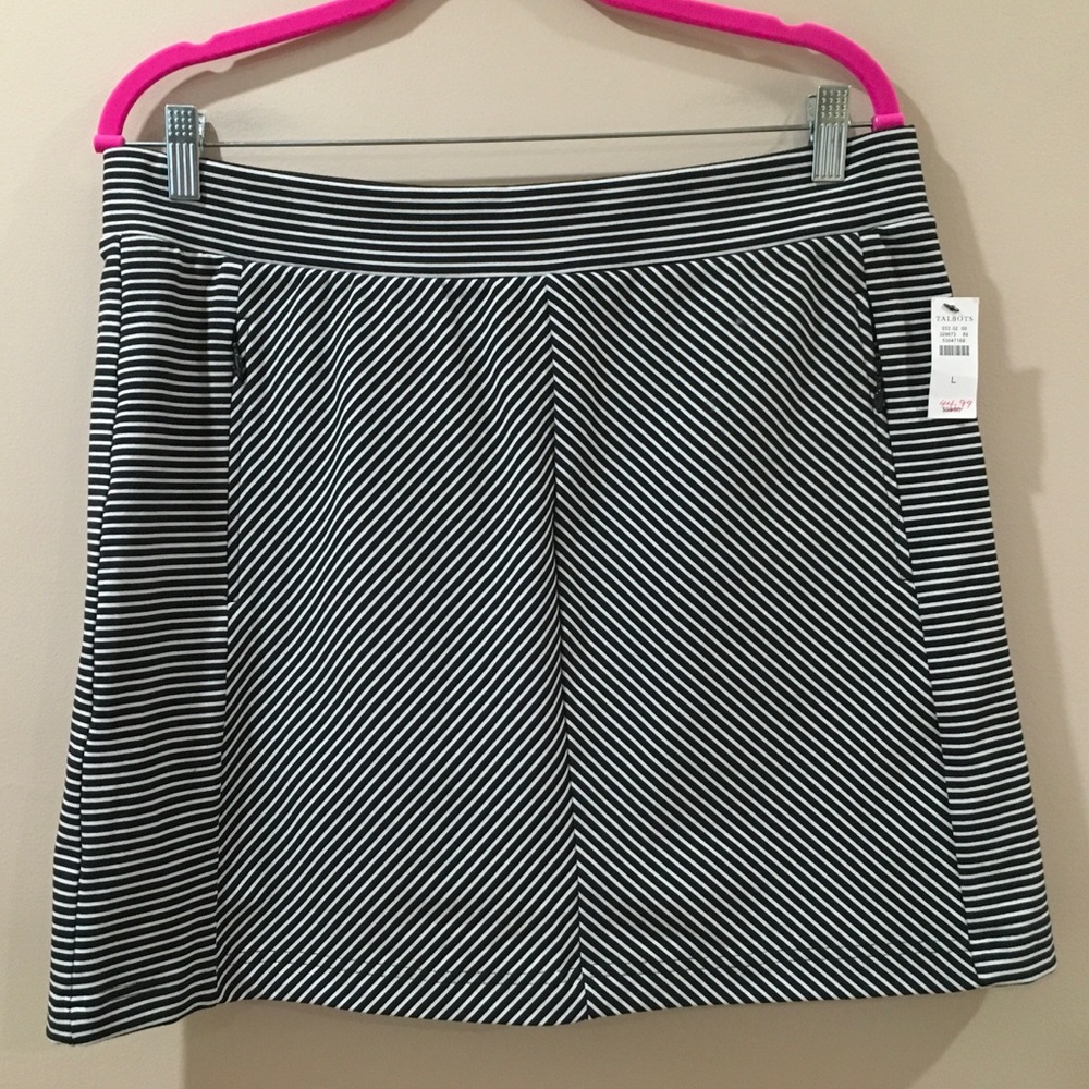 Talbots Black and White Striped Skort